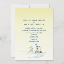 Invitación Boda Retro Colorida en la Playa