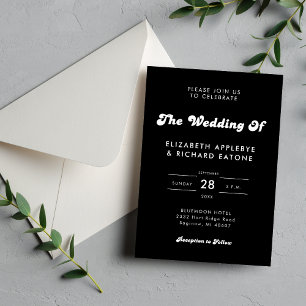 Invitación Boda Retro con Estilo en Blanco y Negro