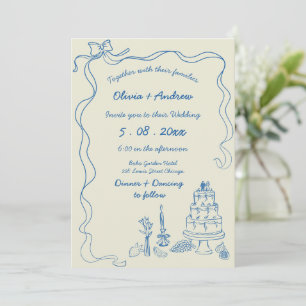 Invitación Boda Retro con Letra a Mano Caprichosa
