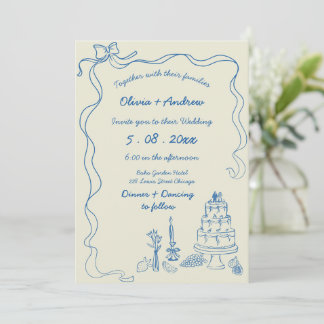 Invitación Boda Retro con Letra a Mano Caprichosa
