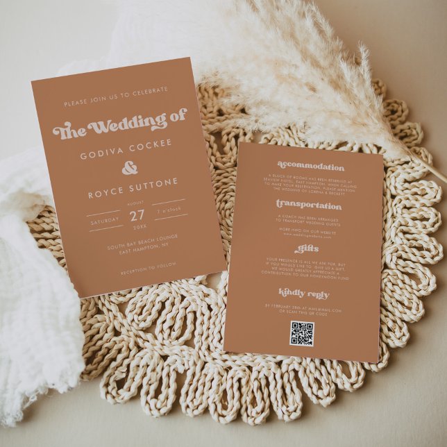 Invitación Boda retro de azúcar marrón elegante (Subido por el creador)