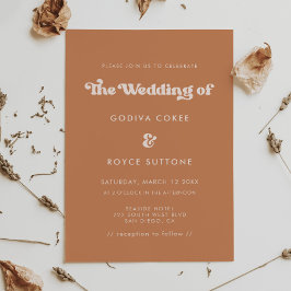 Invitación Boda retro de azúcar marrón elegante