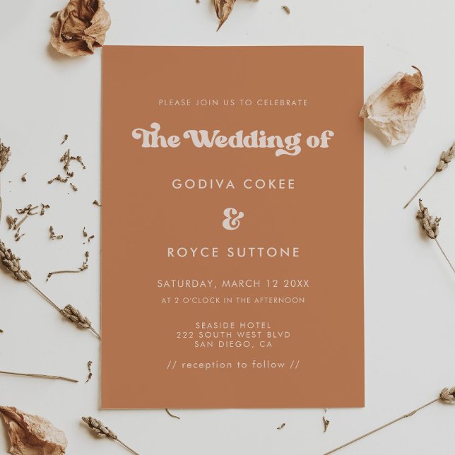 Invitación Boda retro de azúcar marrón elegante (Subido por el creador)