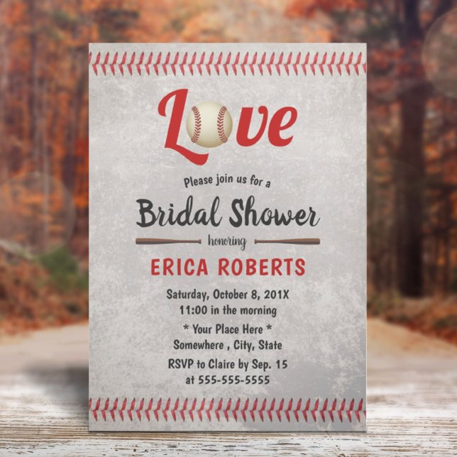 Invitación Boda Retro de Béisbol Amor Deportivo Ducha de Novi (Subido por el creador)