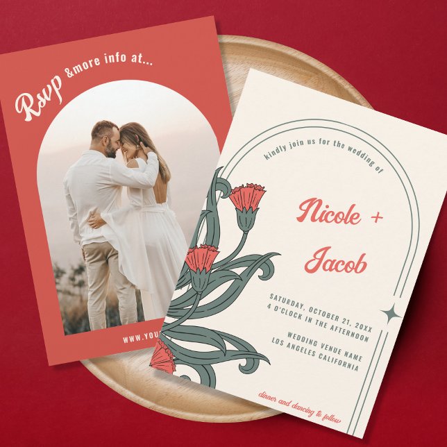 Invitación Boda retro de Boho floral popular de estilo Art No (Subido por el creador)