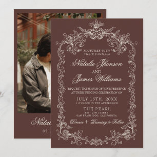Invitación Boda Retro de Chocolate Marrón Antiguo Dinero Vint