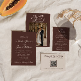 Invitación Boda Retro de Chocolate Marrón Elegante y Dinero A