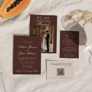 Invitación Boda Retro de Chocolate Marrón Elegante y Dinero A