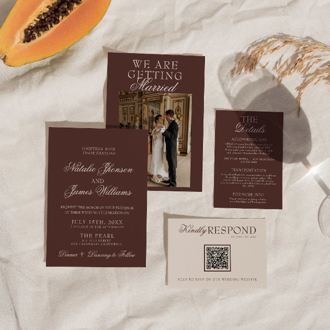 Invitación Boda Retro de Chocolate Marrón Elegante y Dinero A (Subido por el creador)