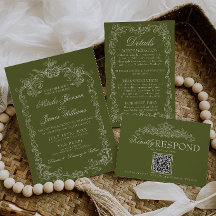 Boda Retro de Dinero Antiguo Verde Oliva Vintage
