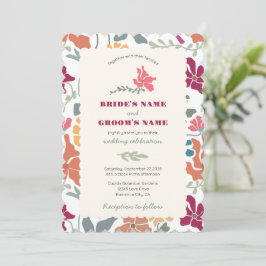 Invitación Boda Retro de Época Media Floral Boho Chic