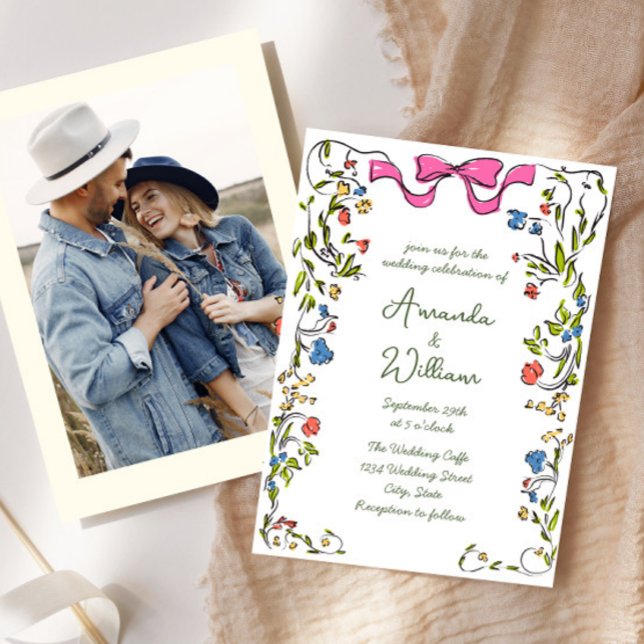 Invitación Boda retro de escrúpulos dibujados a mano (Subido por el creador)