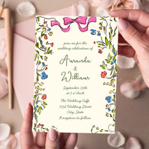 Invitación Boda retro de escrúpulos dibujados a mano