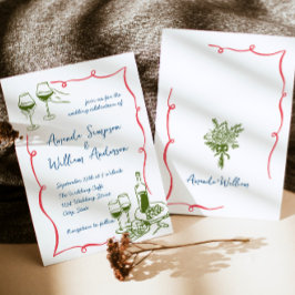 Invitación Boda retro de escrúpulos dibujados a mano