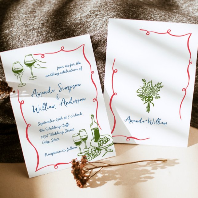 Invitación Boda retro de escrúpulos dibujados a mano (Subido por el creador)