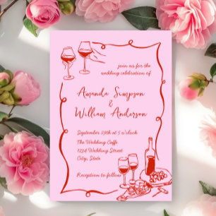 Invitación Boda retro de escrúpulos dibujados a mano