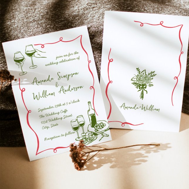 Invitación Boda retro de escrúpulos dibujados a mano (Subido por el creador)