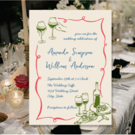 Invitación Boda retro de escrúpulos dibujados a mano