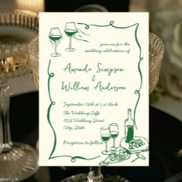 Invitación Boda retro de escrúpulos dibujados a mano