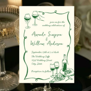 Invitación Boda retro de escrúpulos dibujados a mano