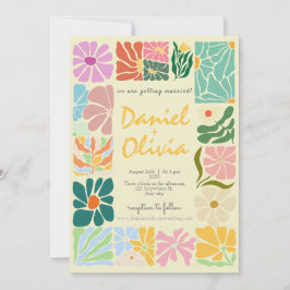 Invitación Boda retro de flores de color vintage