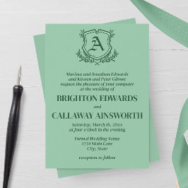 Invitación Boda retro de hoja de leche y monograma floral
