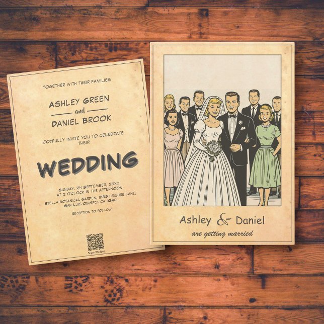 Invitación Boda retro de libros de historietas de novias y de (Subido por el creador)