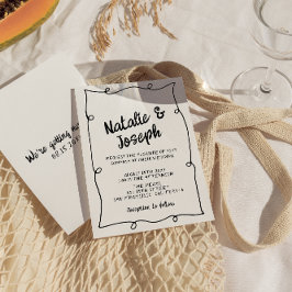 Invitación Boda retro de marco moderno con escritura manual