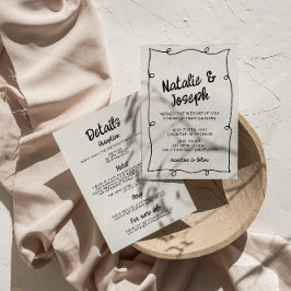 Invitación Boda Retro De Marco Moderno Escrito De Una Mano