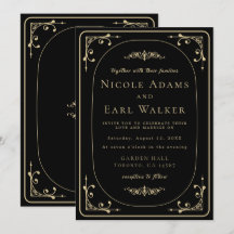 Boda Retro de Oro de Deco Elegante Negro