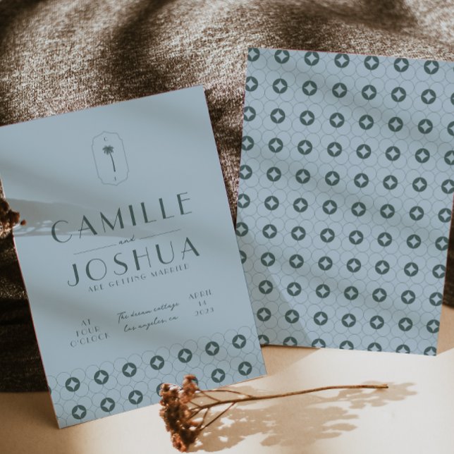 Invitación Boda retro de resorte de palma (Subido por el creador)