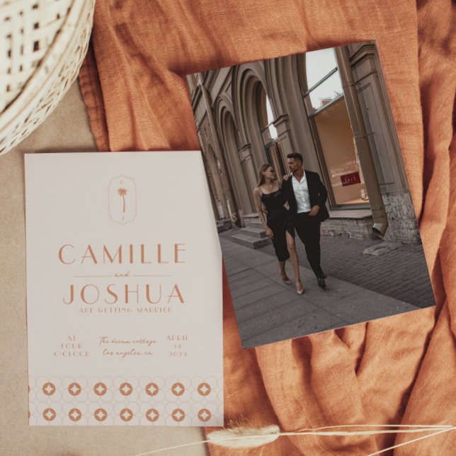 Invitación Boda retro de resorte de palma (Subido por el creador)