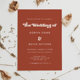 Invitación Boda retro de terracota elegante