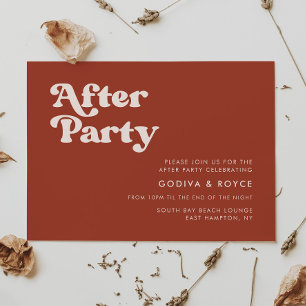 Invitación Boda retro de terracota elegante después del fiest