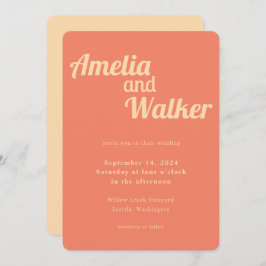 Invitación Boda Retro Delight Peach y Apricot