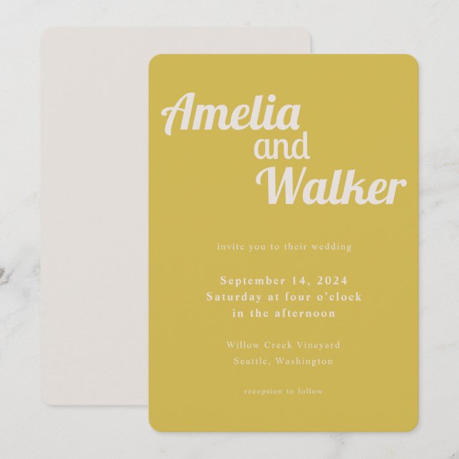 Invitación Boda Retro Delight Vintage Gold (Anverso / Reverso)