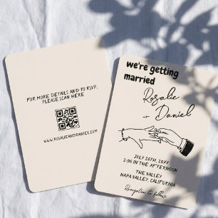 Invitación Boda Retro Dibujada a Mano Audaz y Boho Excéntrica