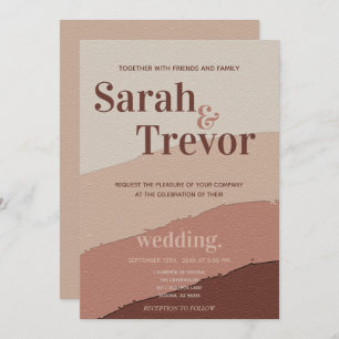 Invitación Boda Retro Dusty Rosa Paint Strokes