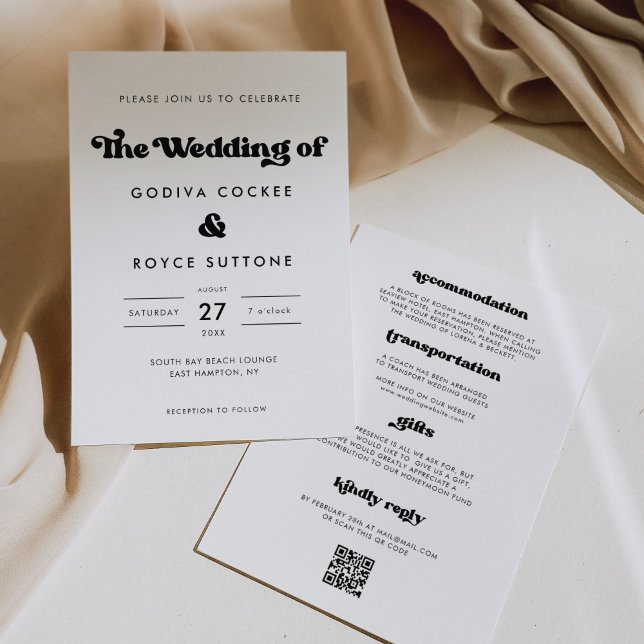 Invitación Boda retro elegante en blanco y negro (Subido por el creador)