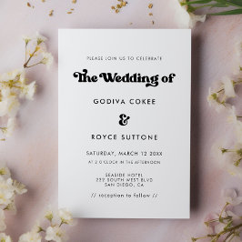 Invitación Boda retro elegante en blanco y negro