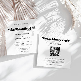 Invitación Boda retro elegante en blanco y negro cuadrado
