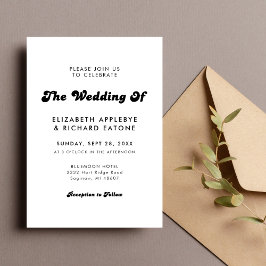 Invitación Boda retro elegante negro y blanco