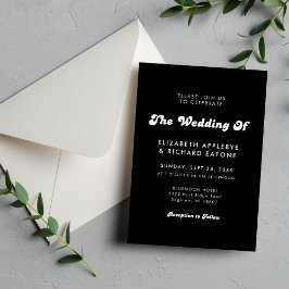 Invitación Boda retro elegante negro y blanco