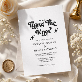 Invitación Boda Retro en Blanco y Negro con Letra Negrita Gro