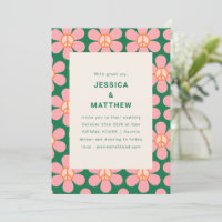 Boda Retro Flower Peace Pink Green Groovy