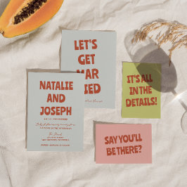 Invitación Boda Retro Funky Brillante y Colorido