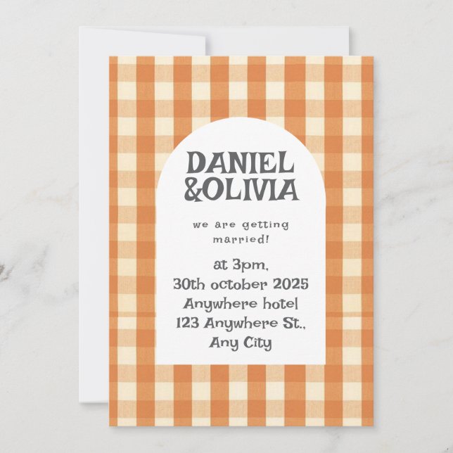 Invitación Boda Retro Groovy Colorful Wavy Boho (Anverso)