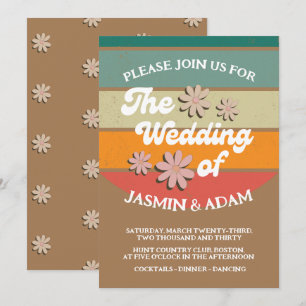 Invitación Boda Retro Groovy Daisy