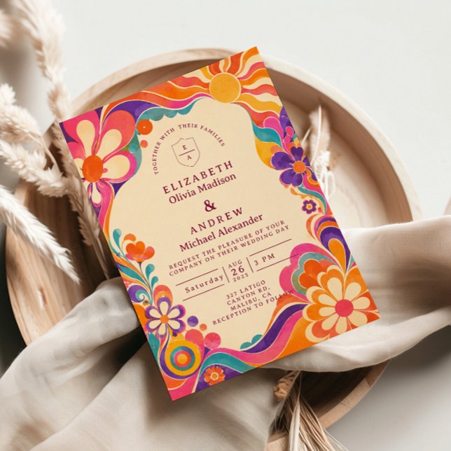 Invitación Boda Retro Groovy de los 60 (Subido por el creador)