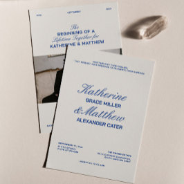 Invitación Boda Retro Marfil y Azul Marino 